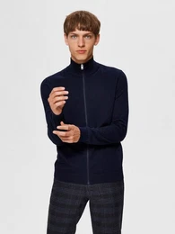 Cardigan Einfarbige Strickjacke Basic Cardigan Baumwolle SLHBERG (1-tlg) 3859 in Navy