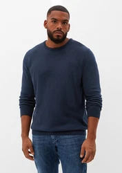 s.Oliver Strickpullover aus Feinstrick Logo Dunkelblau