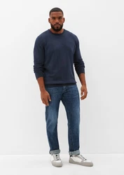 s.Oliver Strickpullover aus Feinstrick Logo Dunkelblau