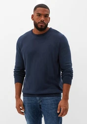 s.Oliver Strickpullover aus Feinstrick Logo Dunkelblau