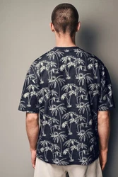Next T-Shirt mit Hokusai-Motiv Schwarz/Blau/Weiß/Dunkelblau