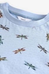 Next T-Shirt mit Hokusai-Motiv Hellblau/Blau
