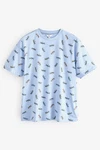 Next T-Shirt mit Hokusai-Motiv Hellblau/Blau