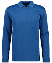 RAGMAN Polo Langarmshirt Blau