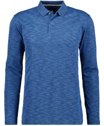 RAGMAN Langarm Poloshirt Softknit Blau/Hellblau