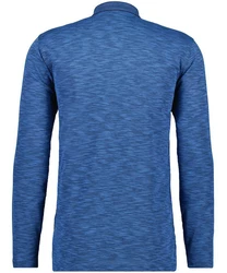 RAGMAN Langarm Poloshirt Softknit Blau/Hellblau
