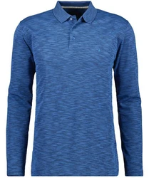 RAGMAN Langarm Poloshirt Softknit Blau/Hellblau
