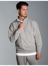 Trigema Sweatshirt Troyer Grau/Hellgrau/Braun