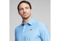 PUMA Poloshirt PUMA x PTC JACQUARD POLO Hellblau/Blau
