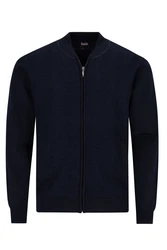 Hajo Strickjacke H Made in Italy Blouson Zweitonwaffel marine