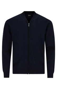 Hajo Strickjacke H Made in Italy Blouson Zweitonwaffel marine Hajo Strickjacke H Made in Italy Blouson Zweitonwaffel marine