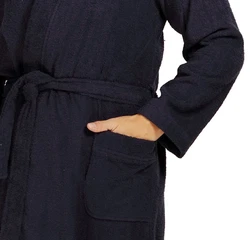 Comte Herrenbademantel Kimono-Kragen Dunkelblau/Schwarz