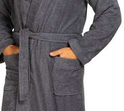 Comte Herrenbademantel Kimono-Kragen Dunkelgrau/Grau/Dunkelblau/Hellgrau/Blau