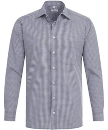 Langarmhemd Corporate Hemd BASIC Herren OEKO TEX Blau kariert 45/46