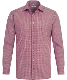 Langarmhemd Corporate Hemd BASIC Herren OEKO TEX Rot kariert 37/38