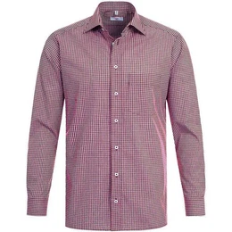 Langarmhemd Corporate Hemd BASIC Herren OEKO TEX Bordeaux kariert 41/42