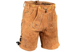 PAULGOS Trachtenhose Herren Lederhose Kurz mit Trägern (HK5) HK5
