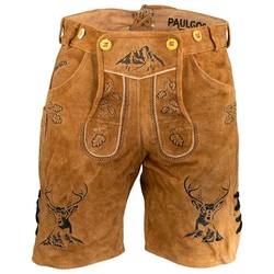 PAULGOS Trachtenhose Herren Lederhose Kurz mit Trägern (HK4) HK4