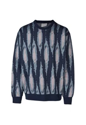 Cleptomanicx Strickpullover Boxy Crewneck Scratch Crew blau (dunkelblau)/mehrfarbig
