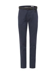 TOM TAILOR Denim Chinohose Strukturierte mit Gürtel Dunkelblau/Blau/Hellblau