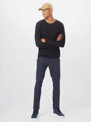 TOM TAILOR Denim Chinohose Strukturierte mit Gürtel Dunkelblau/Blau/Hellblau