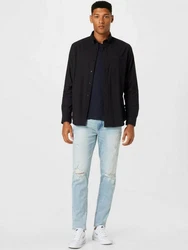 SELECTED HOMME Langarmhemd Rick Schwarz/Dunkelblau