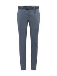 TOM TAILOR Denim Straight Fit Chinohose mit Gürtel Grau/Dunkelblau/Blau
