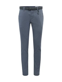 TOM TAILOR Denim Straight Fit Chinohose mit Gürtel Grau/Dunkelblau/Blau