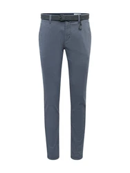 TOM TAILOR Denim Straight Fit Chinohose mit Gürtel Grau/Dunkelblau/Blau
