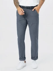 TOM TAILOR Denim Straight Fit Chinohose mit Gürtel Grau/Dunkelblau/Blau