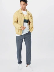 TOM TAILOR Denim Straight Fit Chinohose mit Gürtel Grau/Dunkelblau/Blau