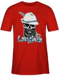 Shirtracer T-Shirt Lausbua Totenkopf Skull Bayrisch Lausbub Schlingel Mode für Oktoberfest Herren Rot