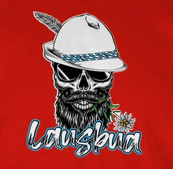 Shirtracer T-Shirt Lausbua Totenkopf Skull Bayrisch Lausbub Schlingel Mode für Oktoberfest Herren Rot