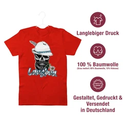Shirtracer T-Shirt Lausbua Totenkopf Skull Bayrisch Lausbub Schlingel Mode für Oktoberfest Herren Rot