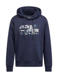 JACK & JONES Sweatshirt JCOOUTDOOR LOGO SWEAT HOOD SN Dunkelblau/Hellblau