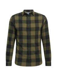 JACK & JONES Herren JJEGINGHAM Twill Shirt L/S NOOS Hemd Dunkelgrün/Grün