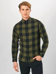 JACK & JONES Herren JJEGINGHAM Twill Shirt L/S NOOS Hemd Grün