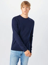 SELECTED HOMME Rundhalspullover SLHBERG CREW NECK Dunkelblau/Blau