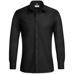 GREIFF Langarmhemd Corporate Hemd BASIC Herren Slim Fit OEKO TEX Schwarz (39/40)