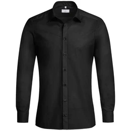 Langarmhemd Corporate Hemd BASIC Herren Slim Fit OEKO TEX Schwarz 35/36