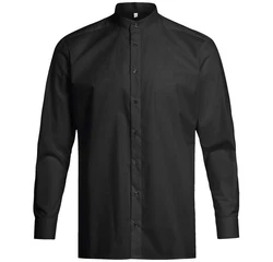 GREIFF Langarmhemd Corporate Hemd BASIC Herren Stehkragen OEKO TEX Schwarz (43/44)