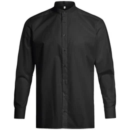 Langarmhemd Corporate Hemd BASIC Herren Stehkragen OEKO TEX Schwarz 43/44