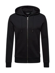 Jack and Jones Herren Kapuzenpullover Zip Sweatjacke Schwarz