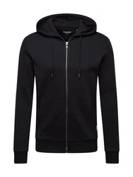 Jack and Jones Herren Kapuzenpullover Zip Sweatjacke Schwarz