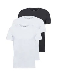Jack & Jones T-Shirt (3-tlg) Weiß/Grau/Dunkelblau/Blau