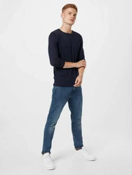 SELECTED HOMME Strickpullover SLHROME Dunkelblau/Hellblau/Blau