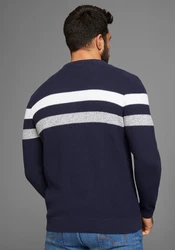 Man's World Rundhalspullover Dunkelblau/Blau/Hellblau