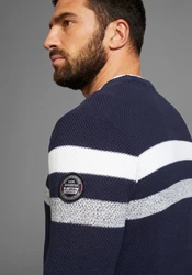 Man's World Rundhalspullover Dunkelblau/Blau/Hellblau