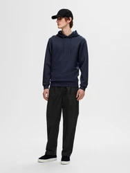 SELECTED HOMME Sweatshirt Hoodie SLHEMANUEL SOFT HOOD SWEAT Dunkelblau/Blau