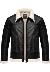 Amaci&Sons Lederjacke OATMAN Schwarz/Creme